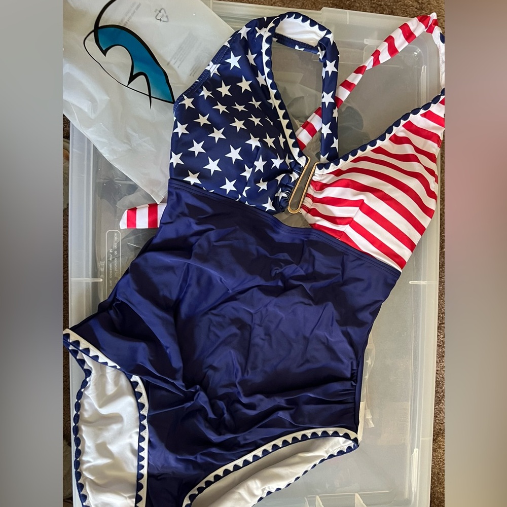 American Flag Stars Stripes U Wire Swimsuit - Picture 2 of 13